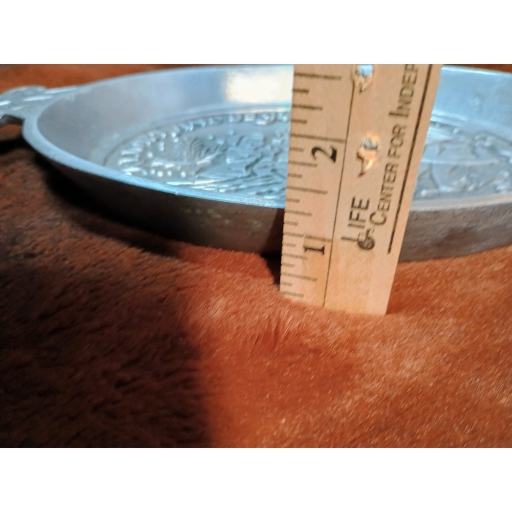 Vtg‎ Pewter Phila House Serving Tray Oval Dish Christmas Rejoice Be Glad Israel - Picture 8 of 8